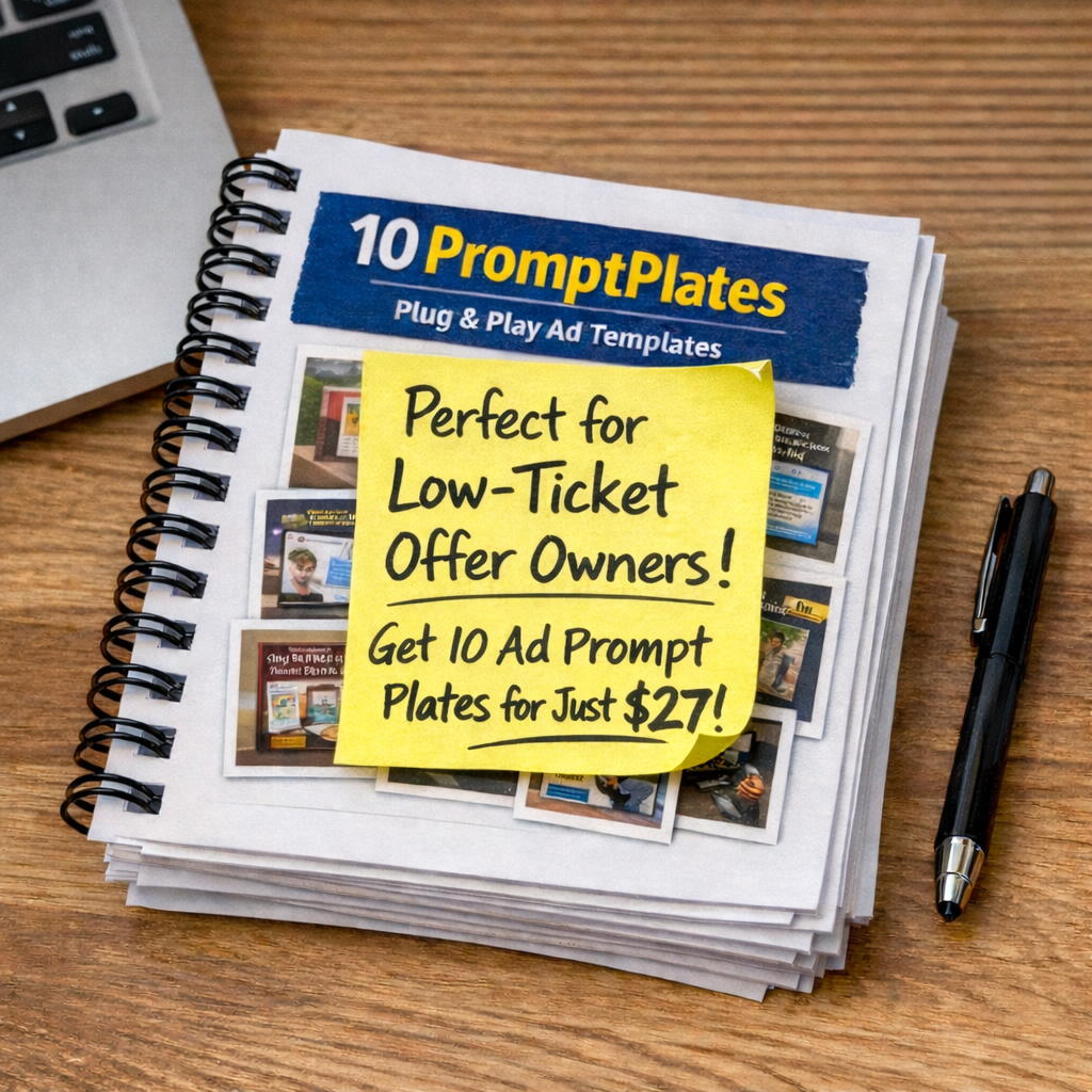PromptPlates ad creative example - notebook style
